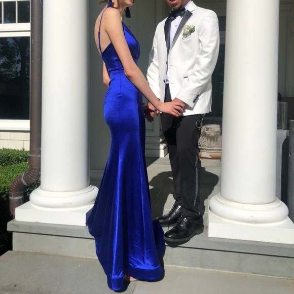 Royal blue silk prom or pageant dress - Picture 4 of 4